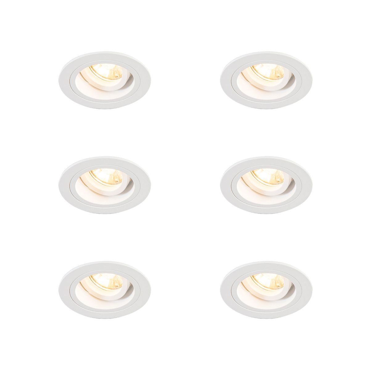 Set van 6 Inbouwspot rond wit draai- en kantelbaar - Chuck