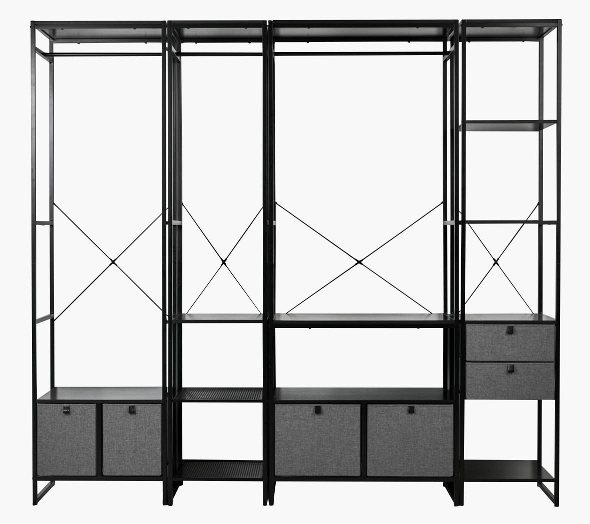 Klesstativ svart - 44x46,5x215 cm