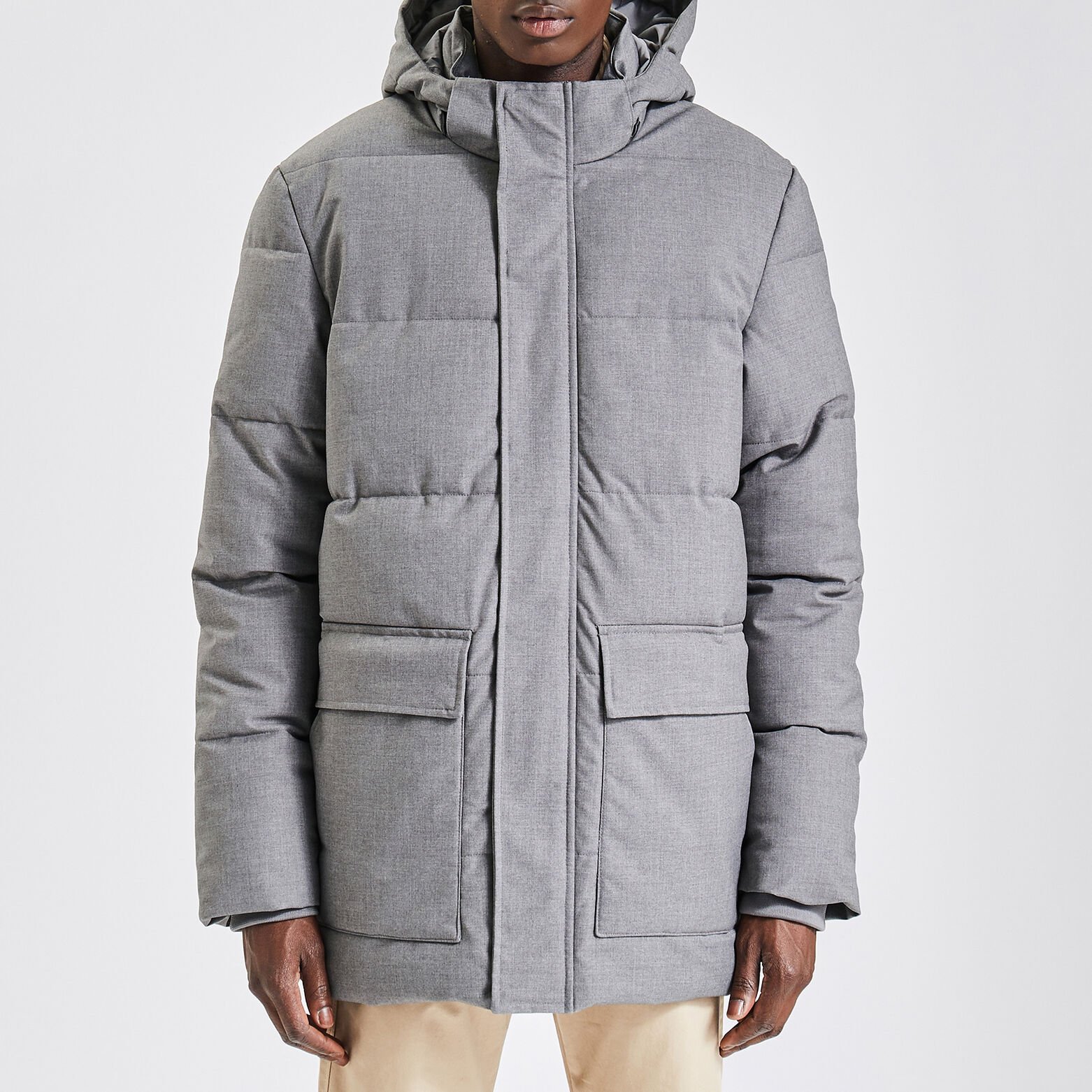 Doudoune tissage flanelle et col montant Gris moyen