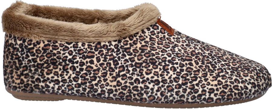 Nelson Home pantoffels met panterprint bruin