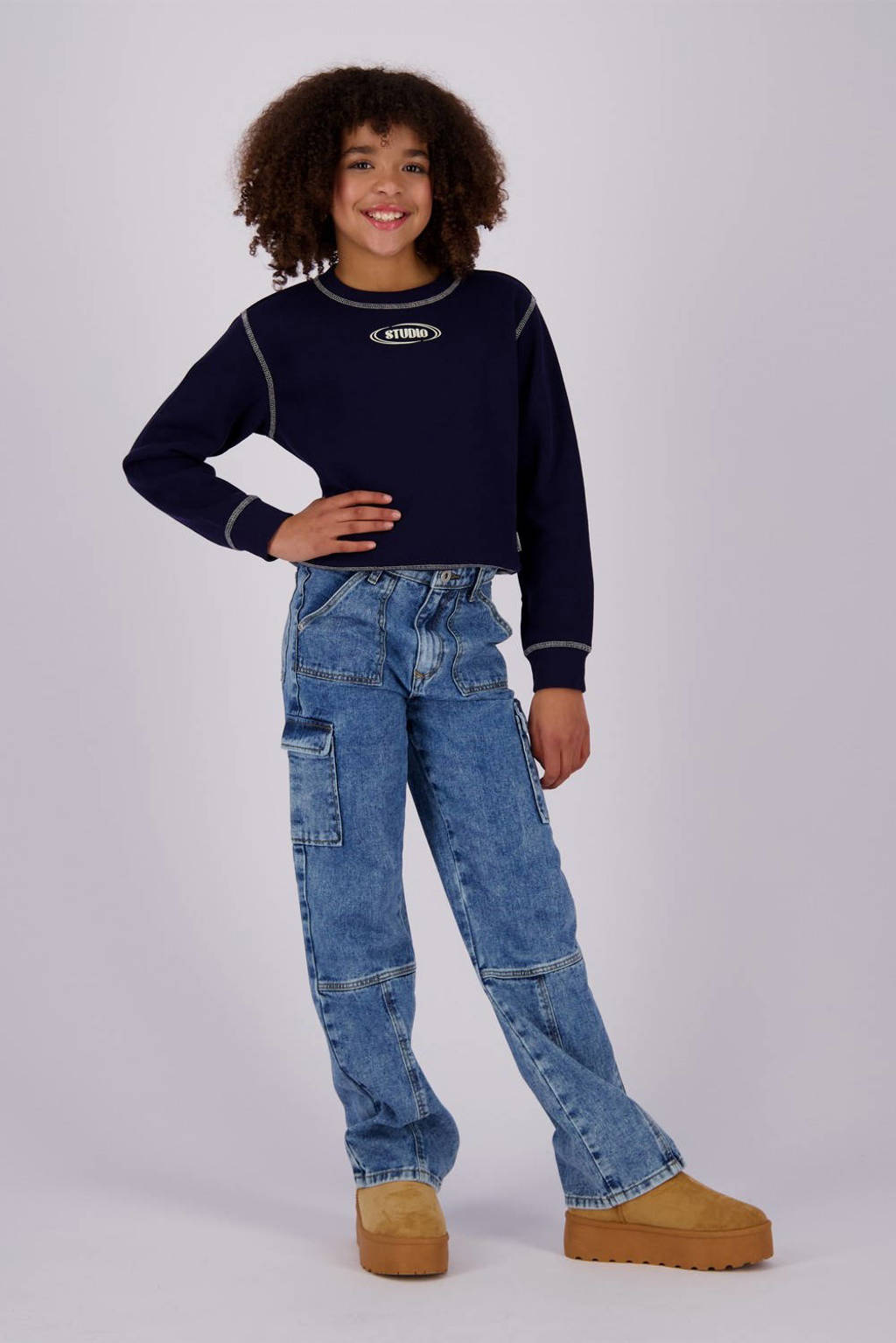 Vingino high waist wide leg jeans Cato Cargo blue vintage