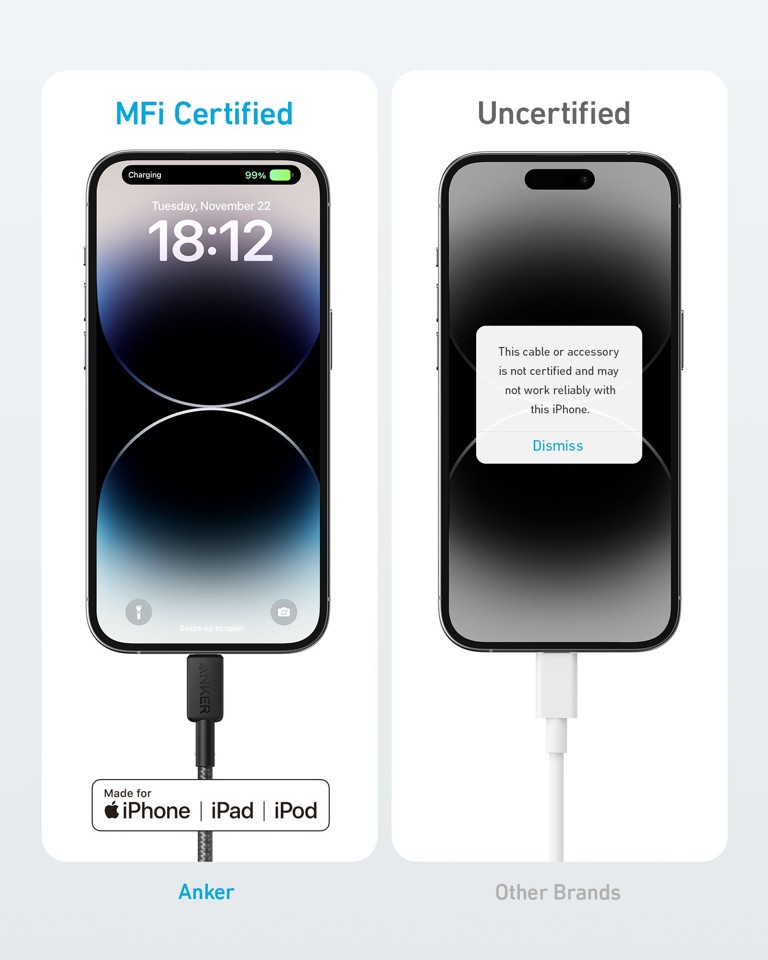 Anker - 322 USB-C til Lightning Kabel - Nylon - 1.8M - Sort