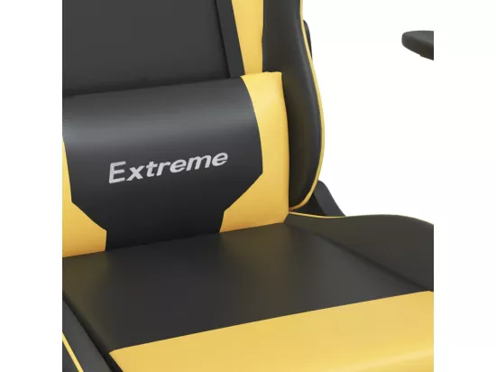 Chaise de jeu avec repose-pied Noir et doré Similicuir