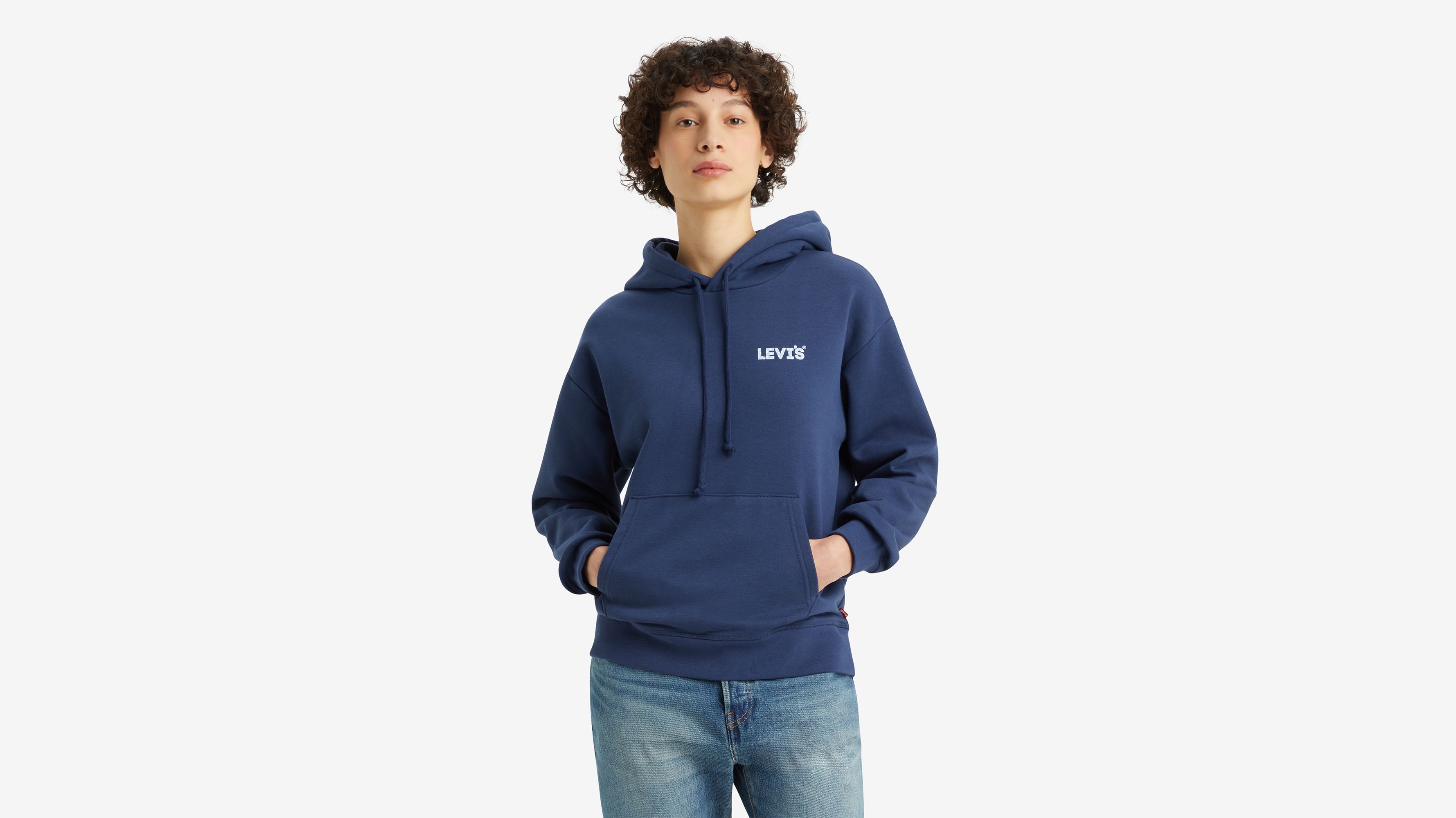Sweat à capuche graphique standard - Scattered Floral Naval Academy - Bleu
