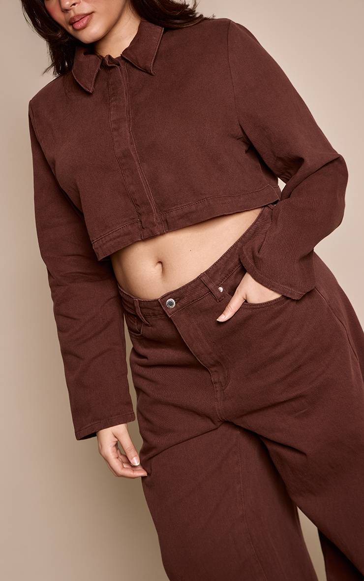 Chocolat Jean Grande Taille Chocolat Jambe Large Couture Contrastante