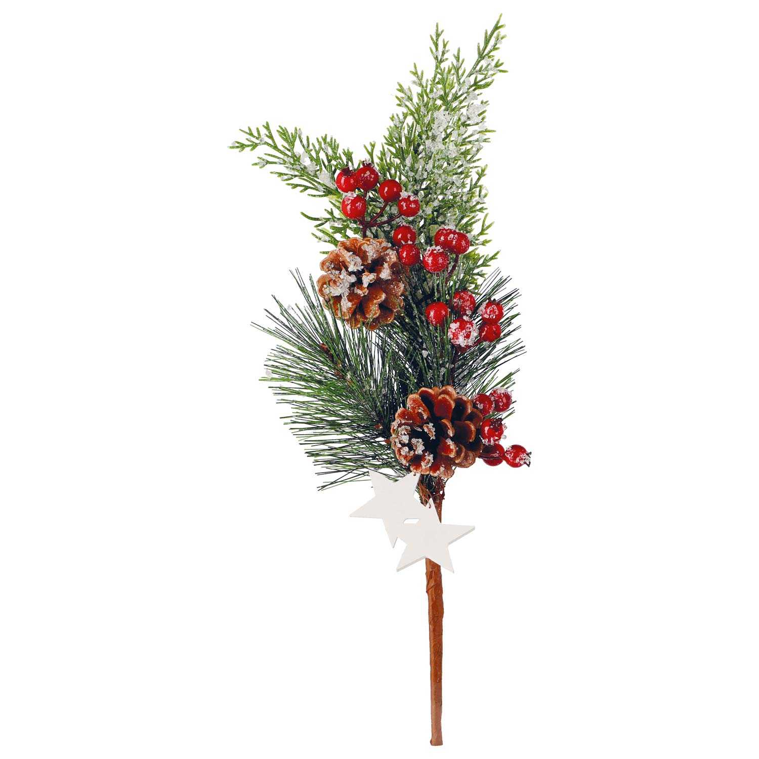 O'canny Weihnachts-Zweig aus Kunststoff mit Deko-Accessoires 42 cm