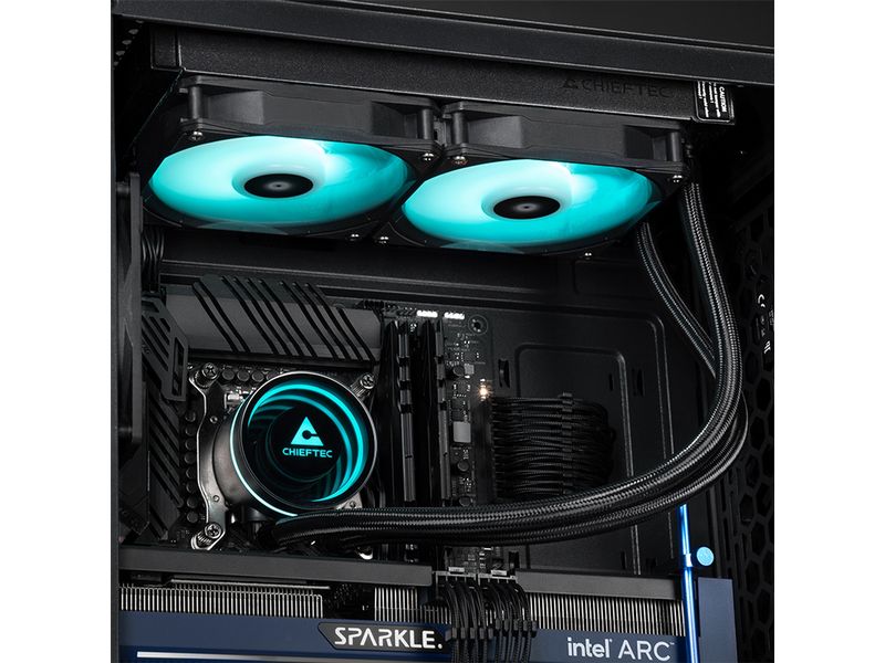 Chieftec Wasserkühlung Iceberg 240 All-In-One CPU-Kühler mit Infinity-Mirror ARGB Kühlblock