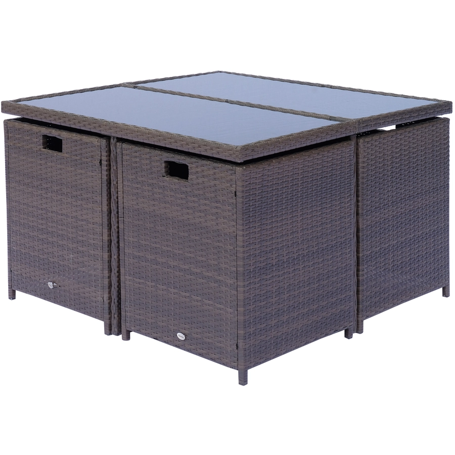 Outsunny Polyrattan Gartenmöbel als 21-tlg. Set braun, cremeweiß