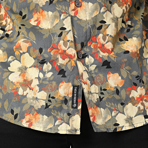 Chemise Manches Longues Casting Gris Jaune Floral