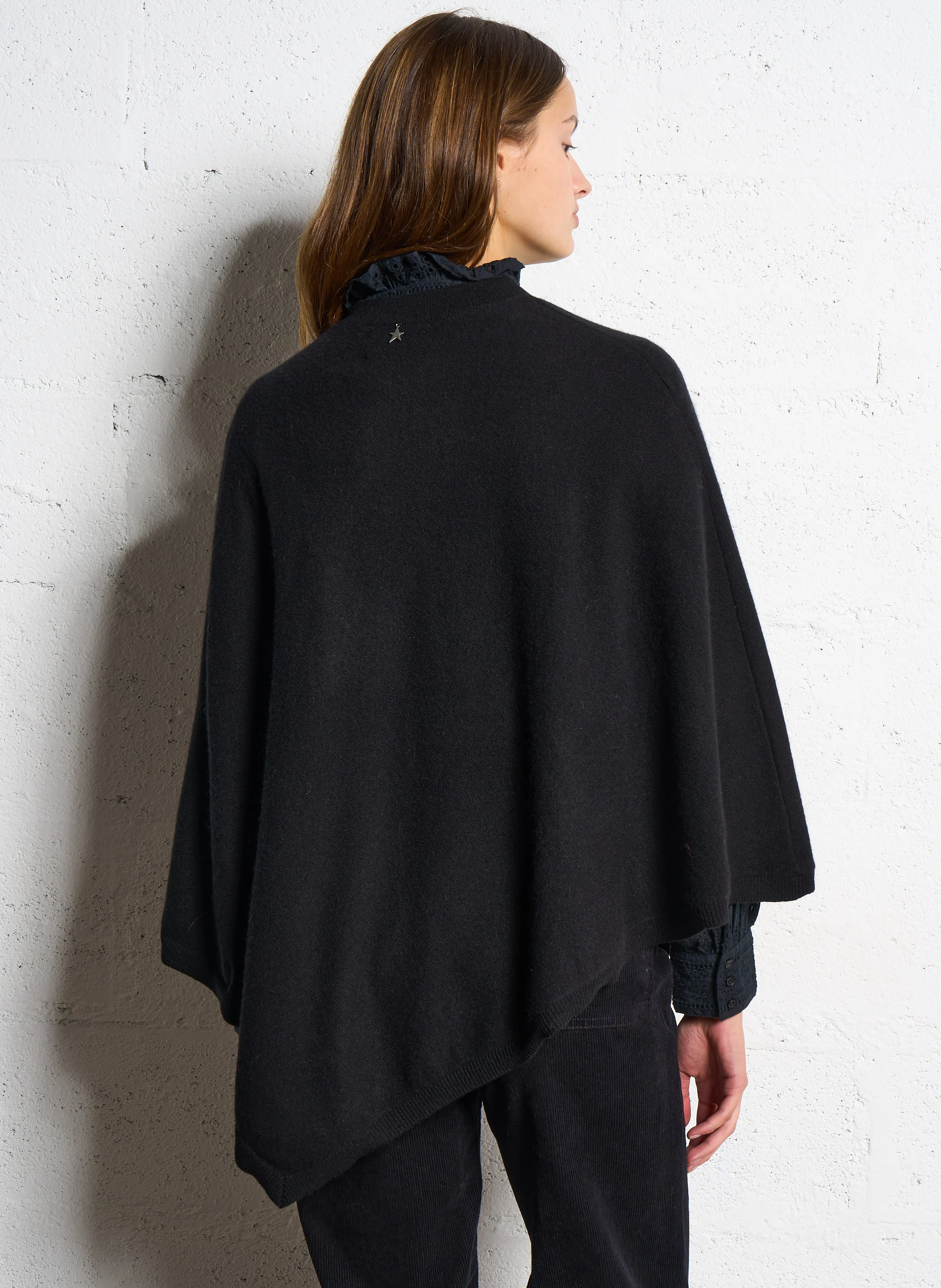 PRESTONY - Poncho en cachemire | Noir