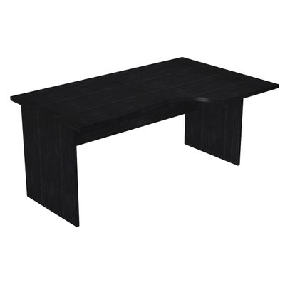 Bureau compact Trend - retour à droite avec pieds panneaux (sans pied de renfort) - L160 - plateau imitation frêne noir