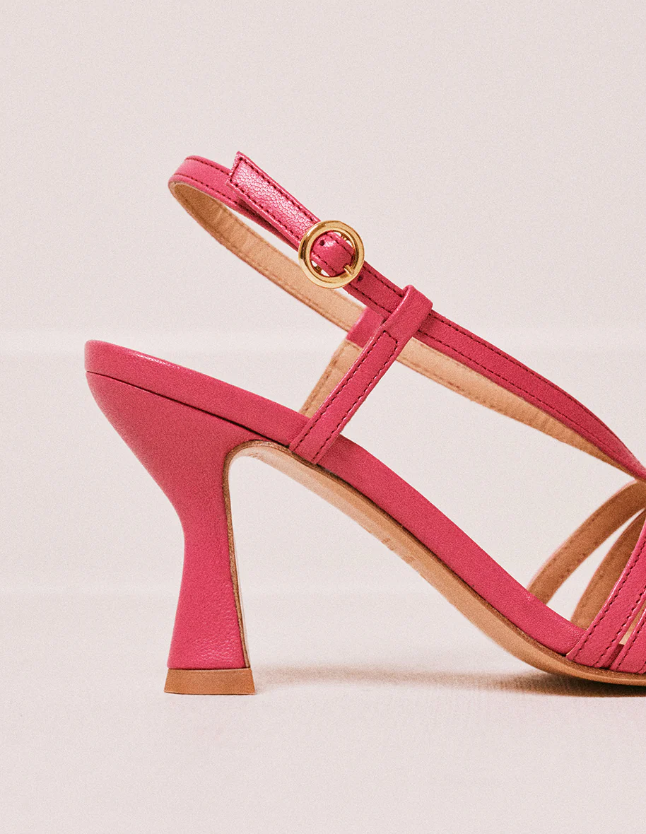 Sandales à talons Ninon M - Cuir fuchsia