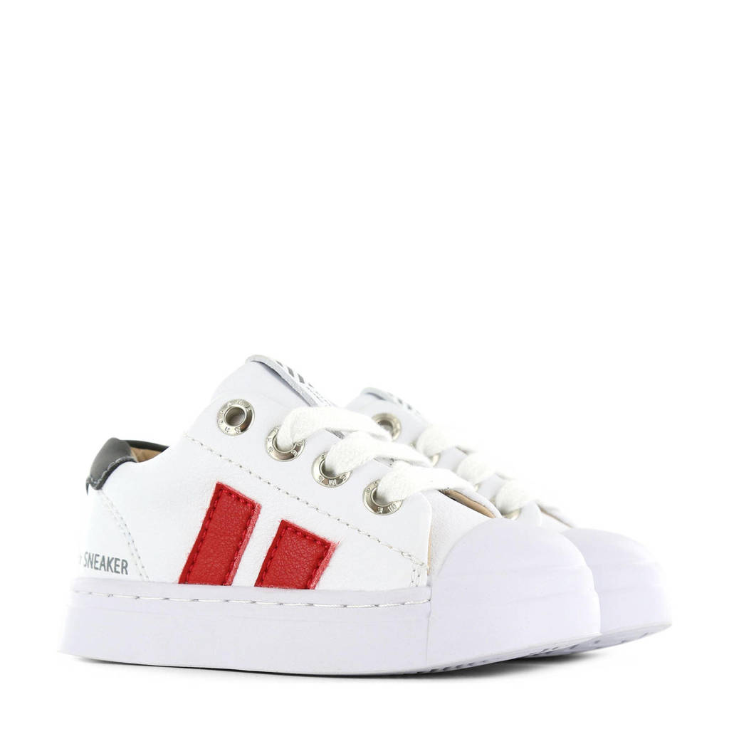 Shoesme leren sneakers wit/rood