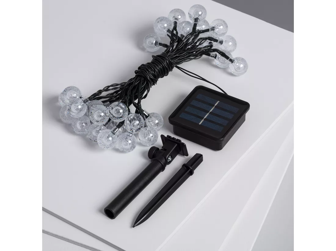 Guirlande LED Extérieure Solaire 30 Boules 5m 5000K Blanc froid