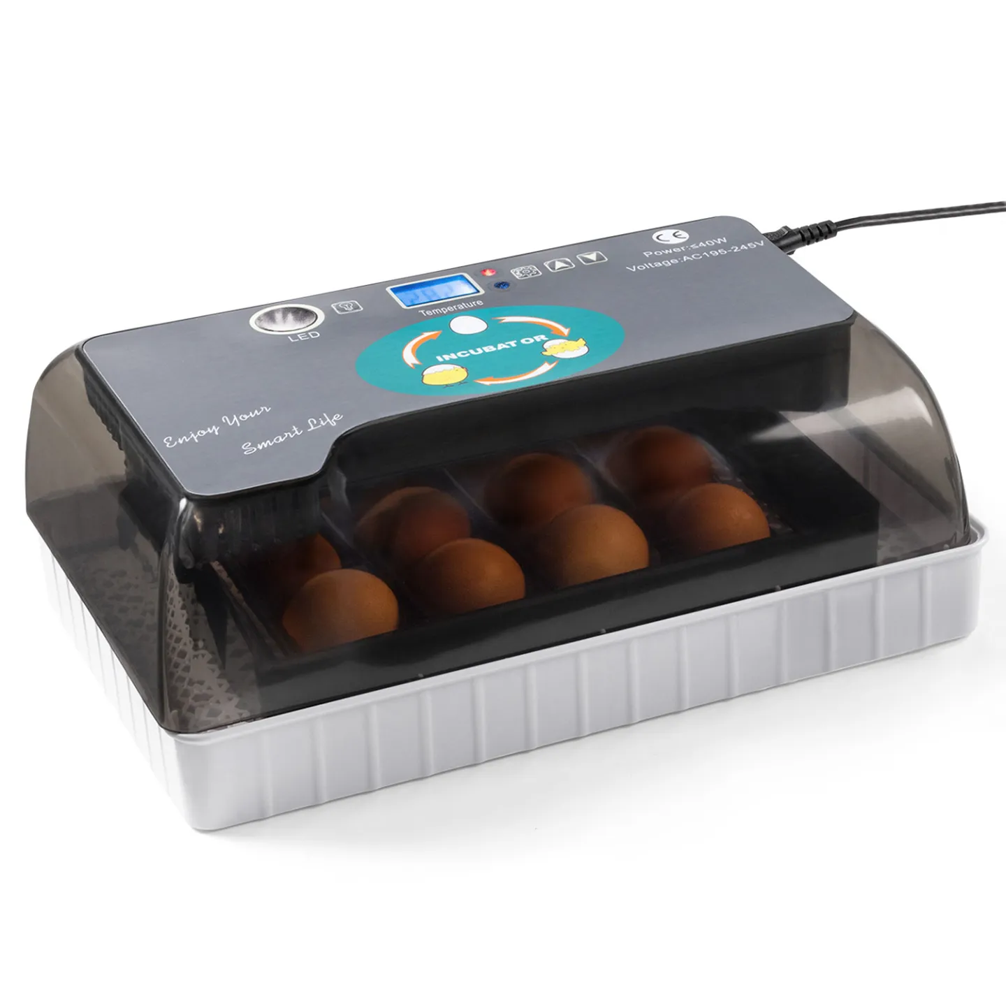 Couveuse automatique 4 à 35 oeufs toutes volailles incubateur autonome mire oeufs