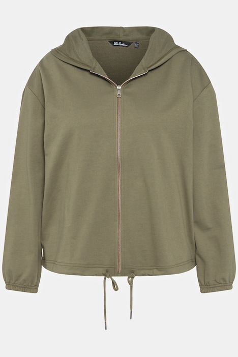 Sweatjacke, kurz, Saumtunnelzug, Kapuze, Gummibündchen
