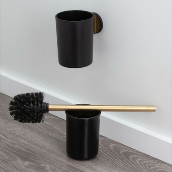 Tiger Tune toiletborstelhouder geborsteld messing/mat zwart