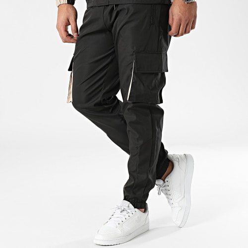 Ensemble Veste Zippée Et Pantalon Cargo Beige Noir