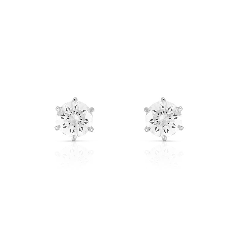 Boucles d'oreilles or 750 blanc diamant