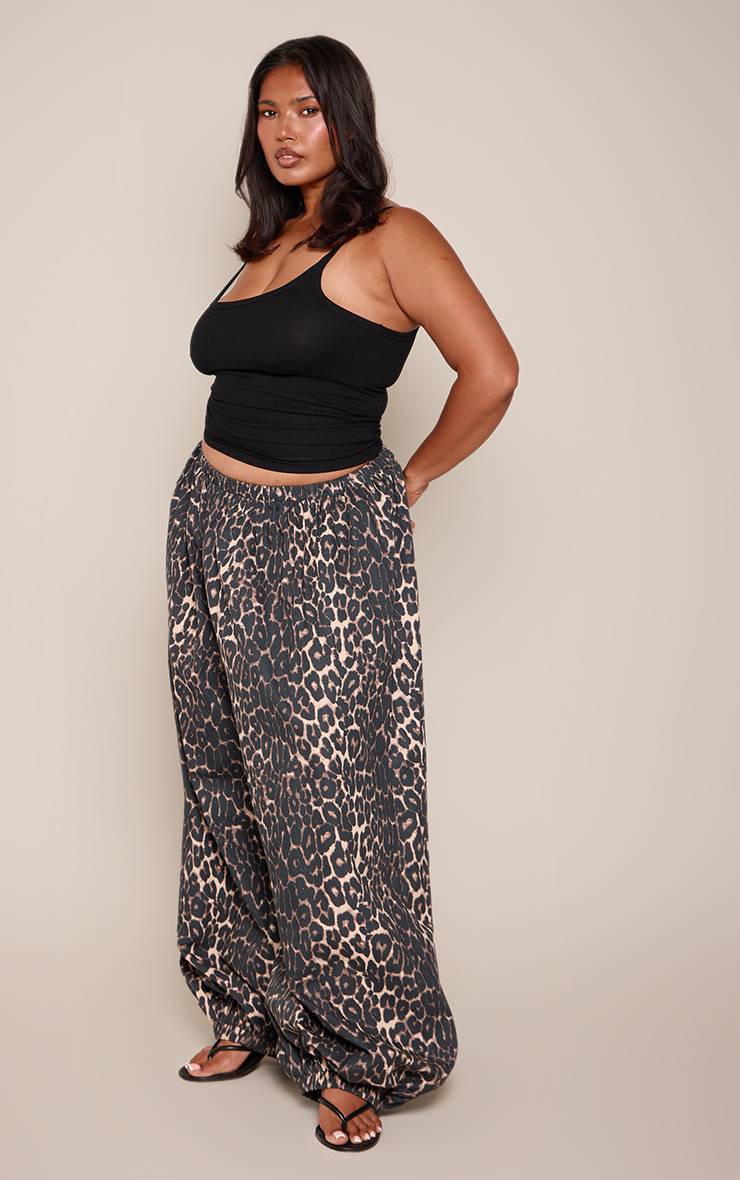 Multicolore Pantalon Ballon Léopard Noir Grande Taille