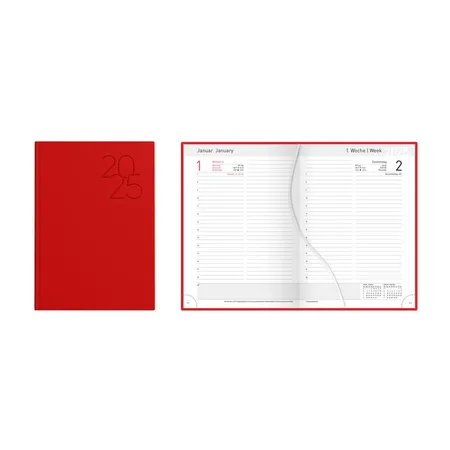 Idena Buchkalender 2025 Premium – DIN A5, FSC® Mix, rot
