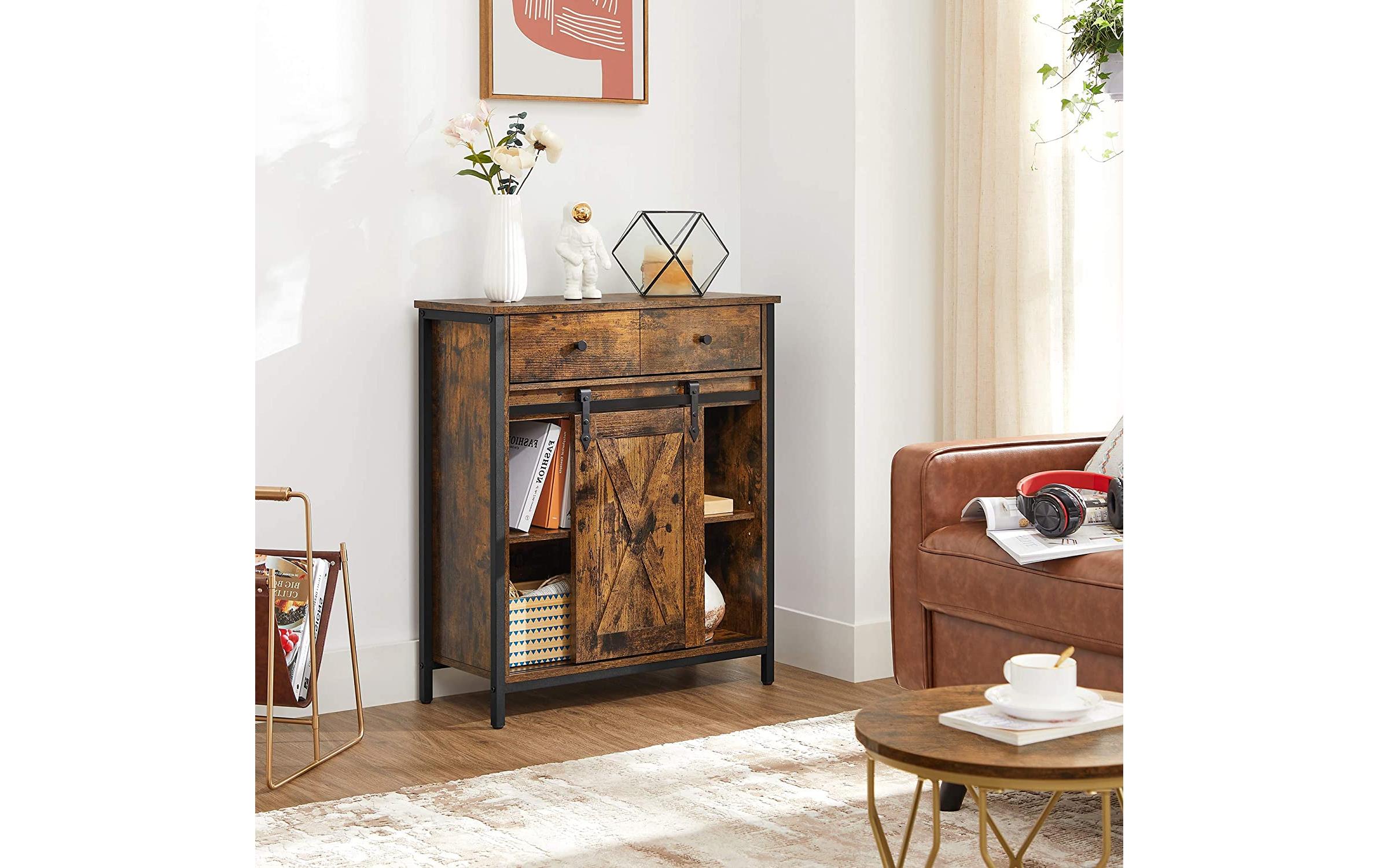 Kommode mit Schiebetür Industrial 30 x 80 cm, Braun<br>Sideboard