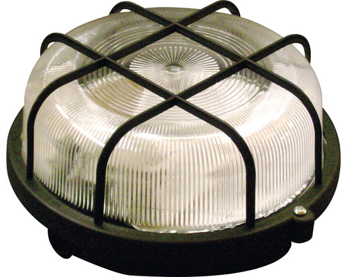 Ronde lamp IP44 met beschermkooi Ø 190 mm zwart
