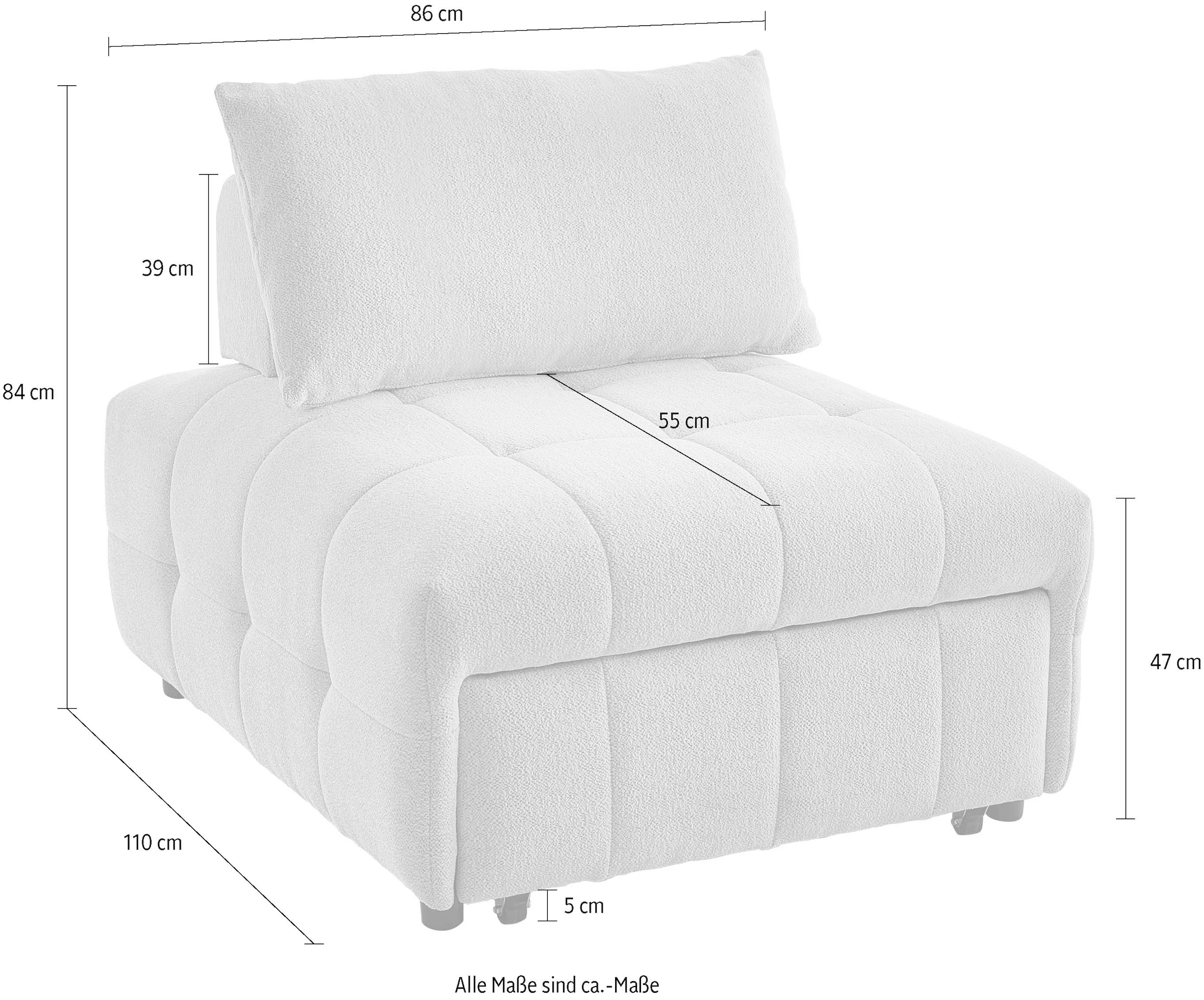 ATLANTIC home collection Sofa »Fabio« Schlafsessel mit Sitztiefenverstellung