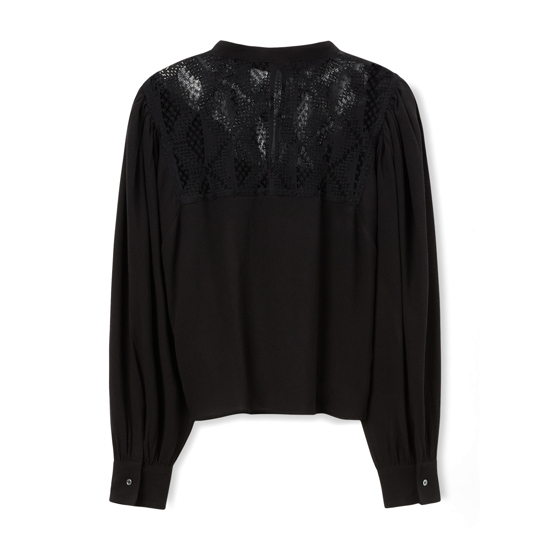 Blouse col rond en dentelle | Noir