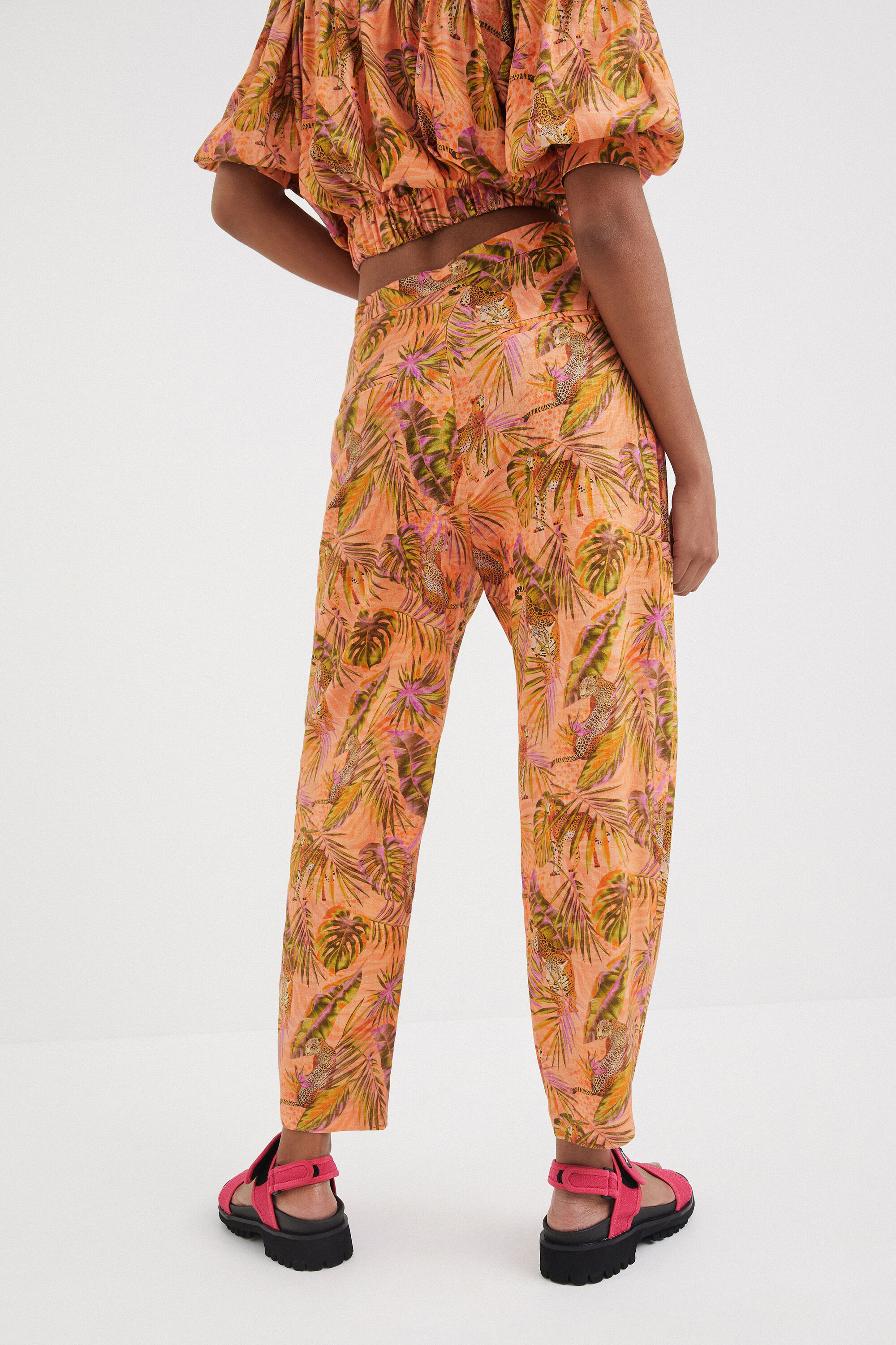 Pantalon lin mangue tropical