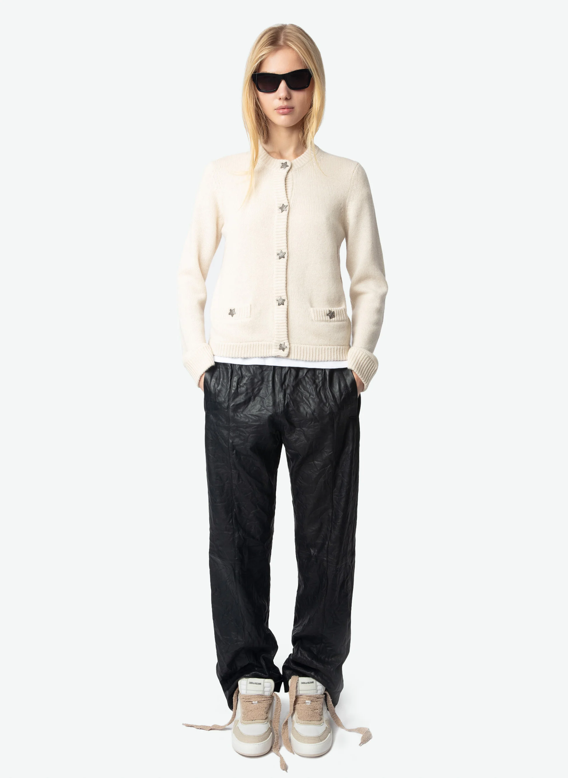 MARCYA - Cardigan droit en cachemire | Blanc