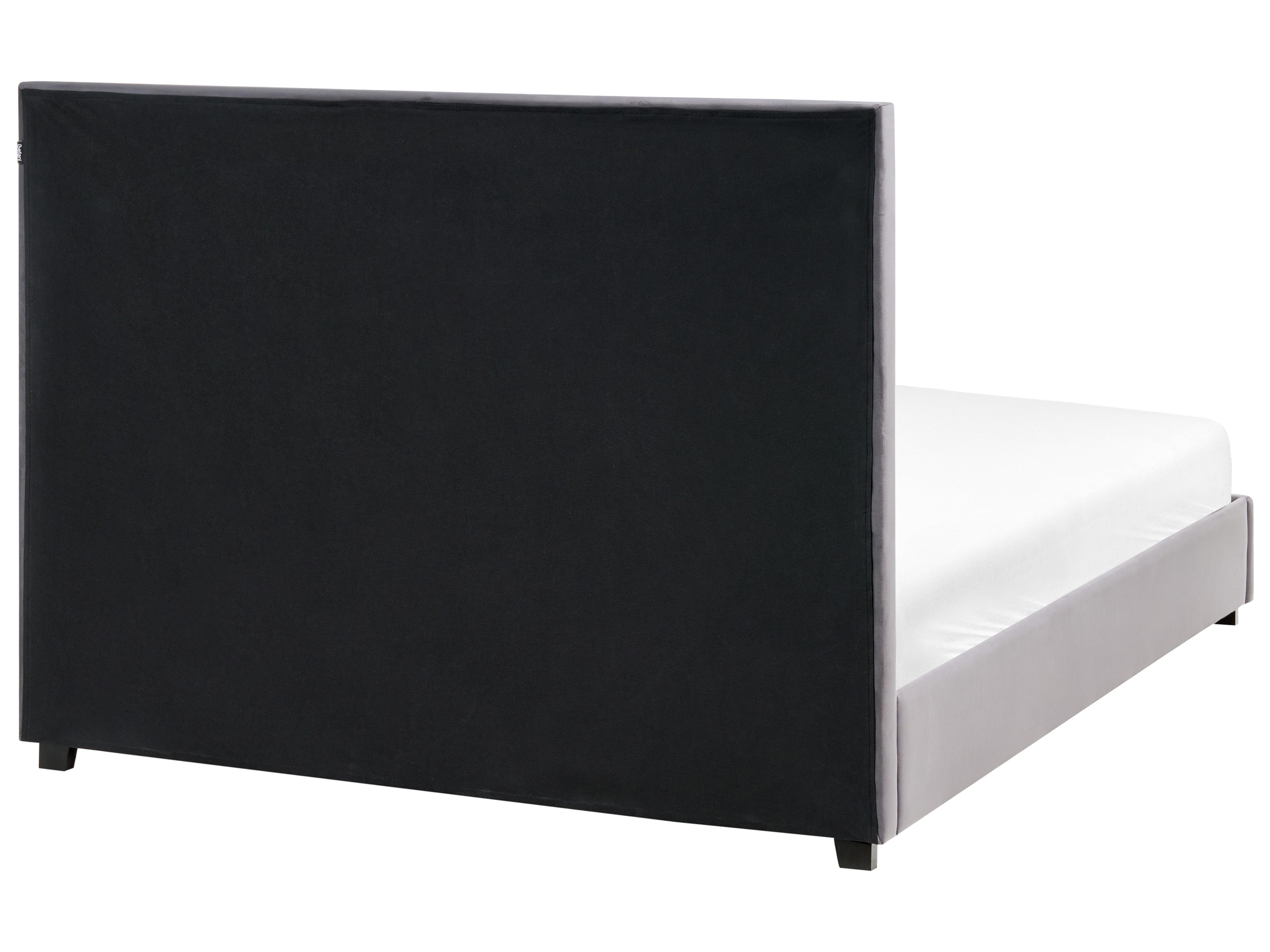 Bed Fluweel ROUEN 140 x 200 cm Donkergrijs