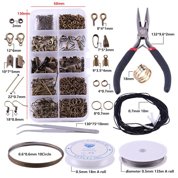 INF Antikke bronse øredobber Making Kit med smykker tang og funn  Model 1