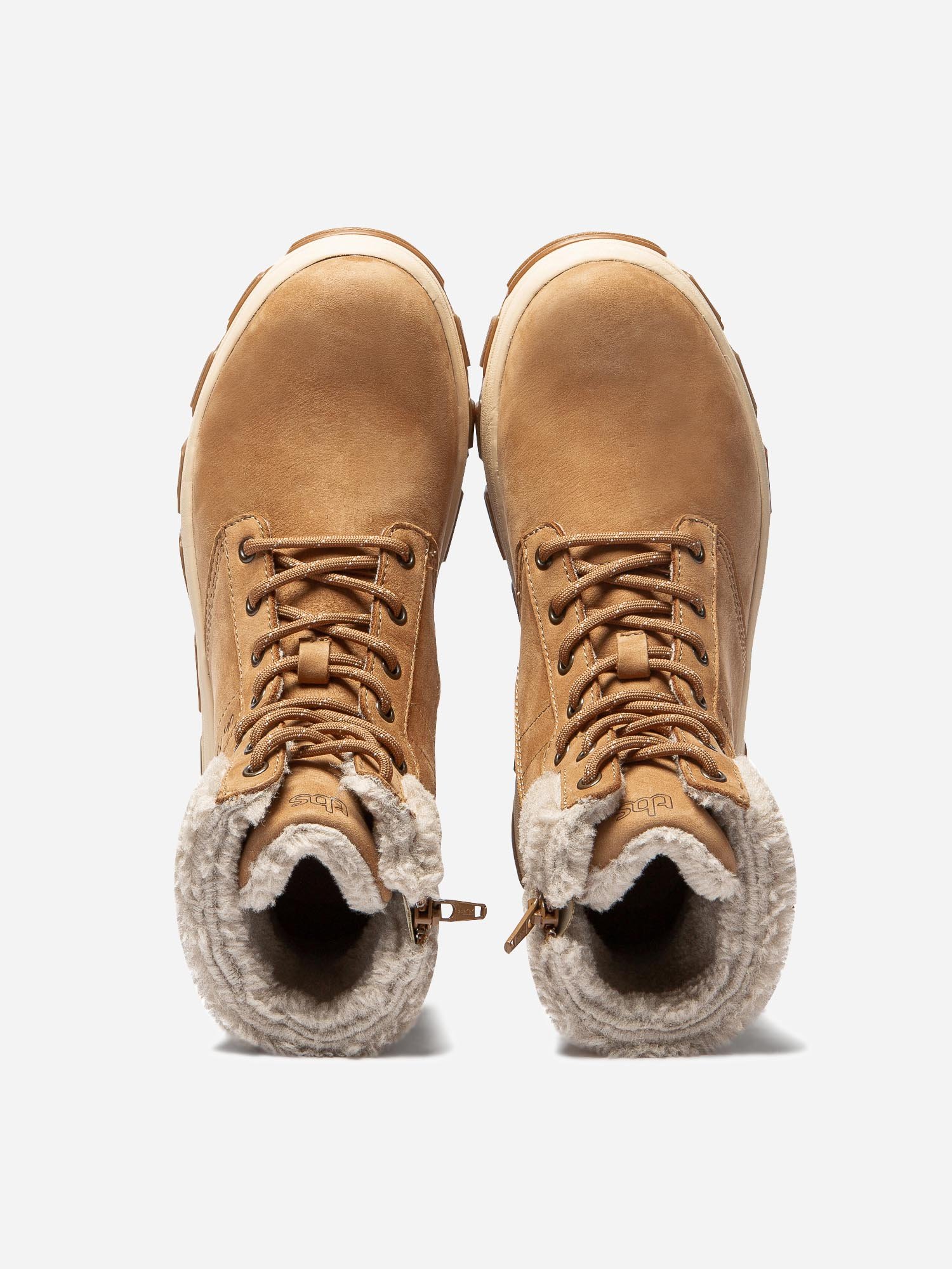 Boots Femme Fourrées Semelle Crantée Cuir Camel