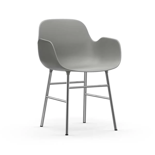 Normann Copenhagen  Form chair med armlæn i  chrome/grå