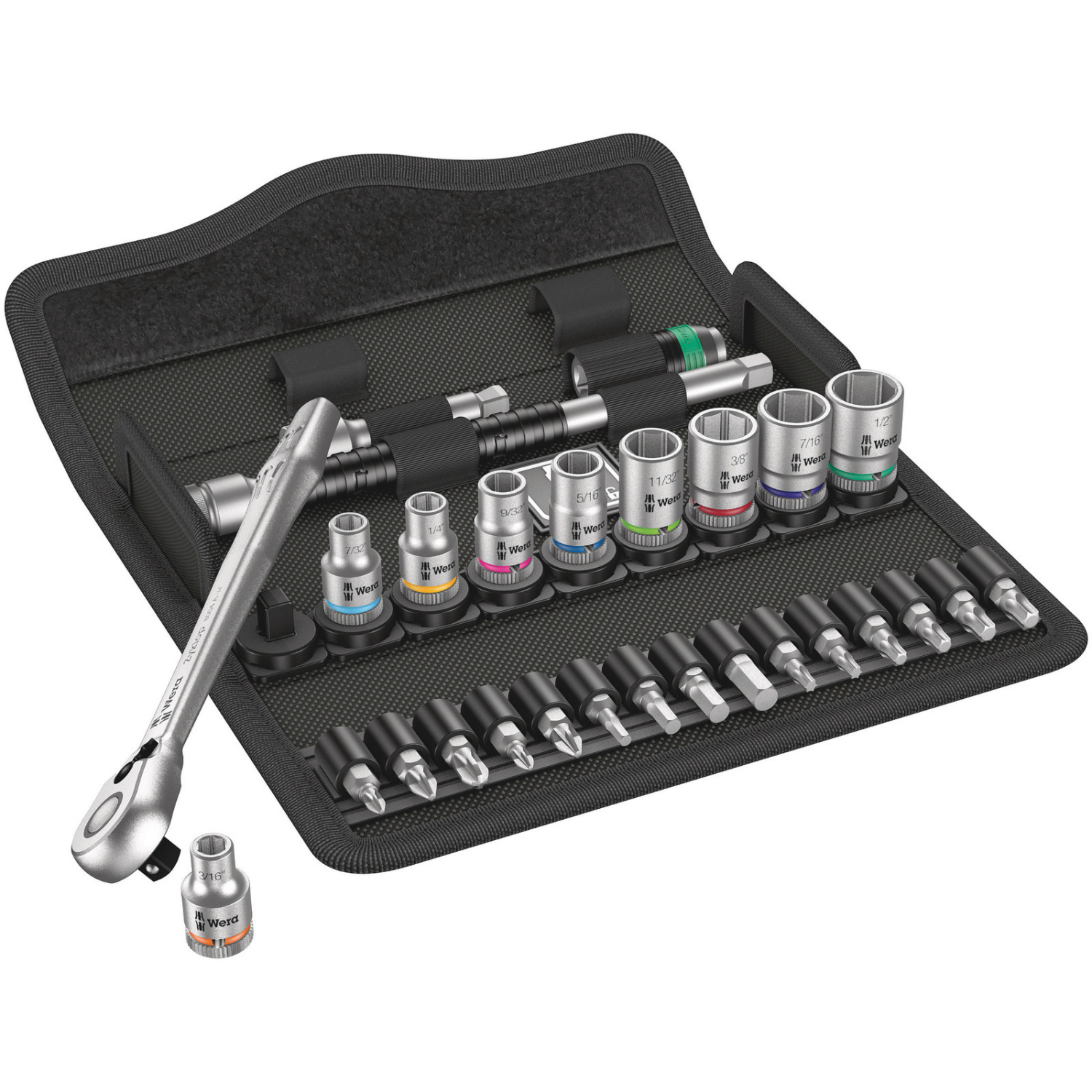 Wera 05004021001 8100 SA 11 Zyklop Metal doppenset met omschakelpal - 1/4