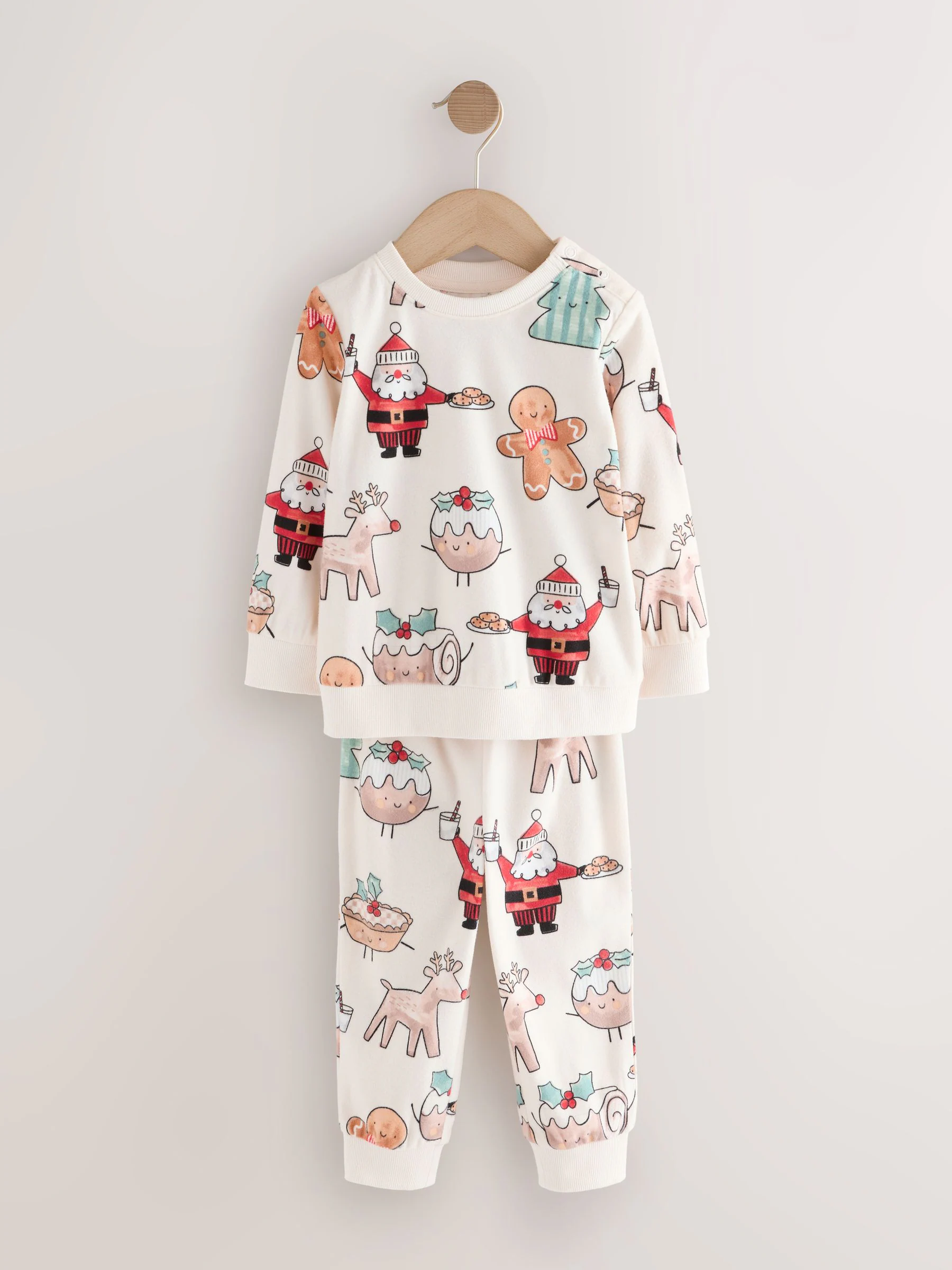Crème - Enkele behaaglijke fleece kerstpyjama (9mnd -10jr)