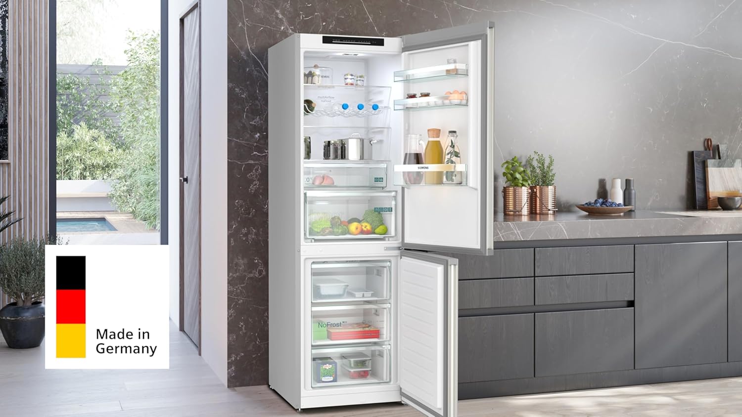 SIEMENS KI86VVSE0 iQ300 Einbau Kühl-Gefrier-Kombination, Made in Germany, 229 kWh pro Jahr, 183 L, hyperFresh Frischesystem, lowFrost weniger Eisbildung, LED-Innenbeleuchtung, bigBox, Schlepptür