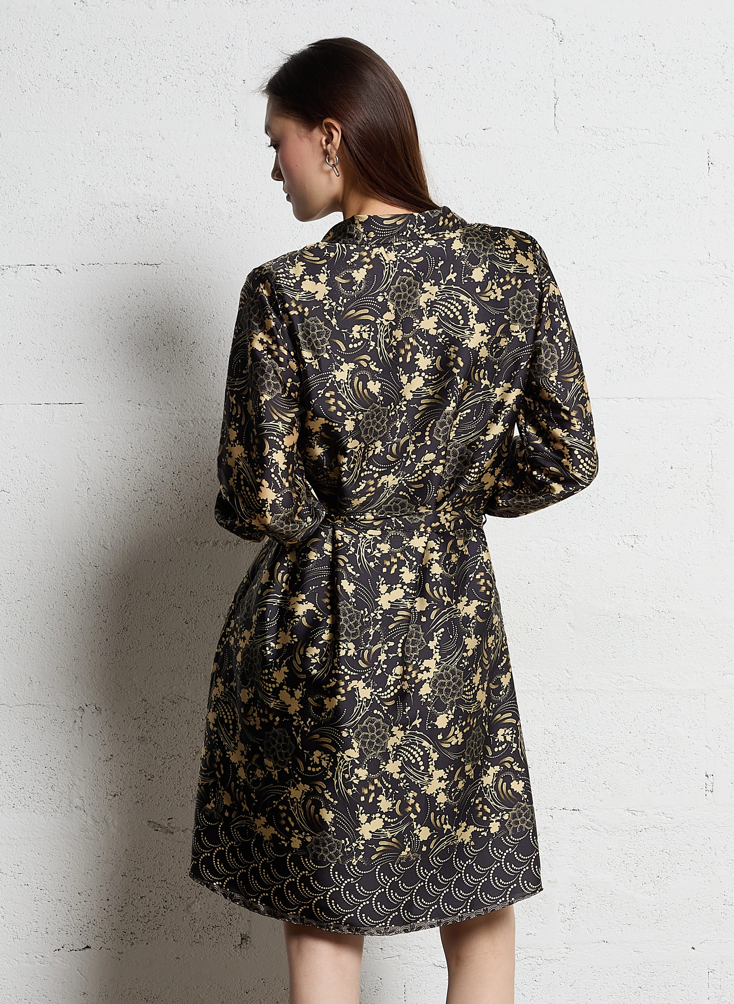 ROKIN - Robe col chemise à imprimé floral | Noir