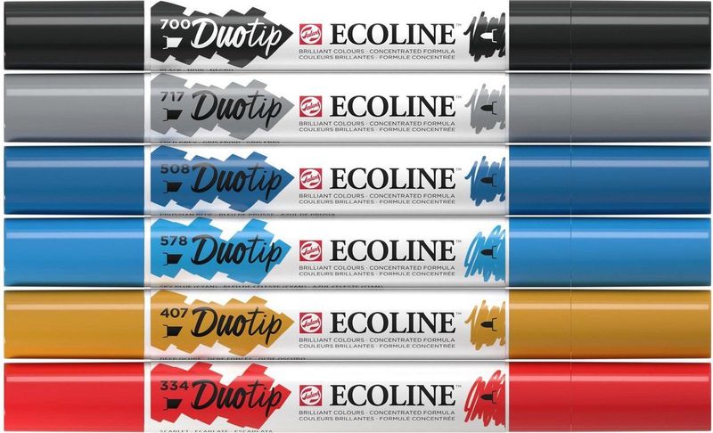 Ecoline - Duotip Pennen - Set van 6 - Kleurenset - Waterverf - Diversen