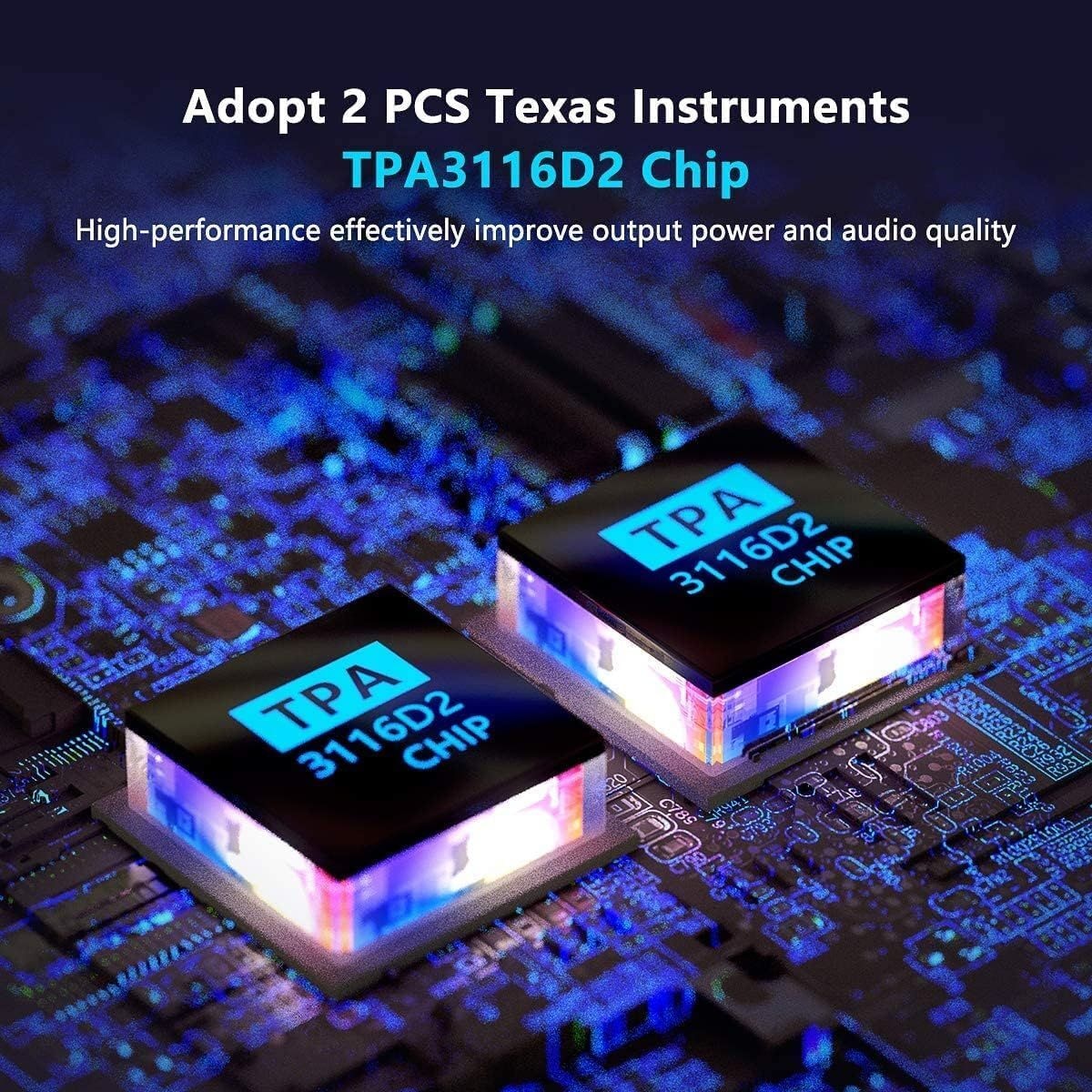 Fosi Audio BT30D Bluetooth 5.0 Stereo Audio Mottaker Forsterker 2.1 Kanal Mini Hi-Fi Klasse D Integrert Amp 2X50 Watt
