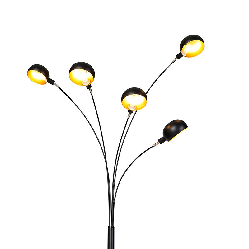 Design vloerlamp zwart 5-lichts - Sixties