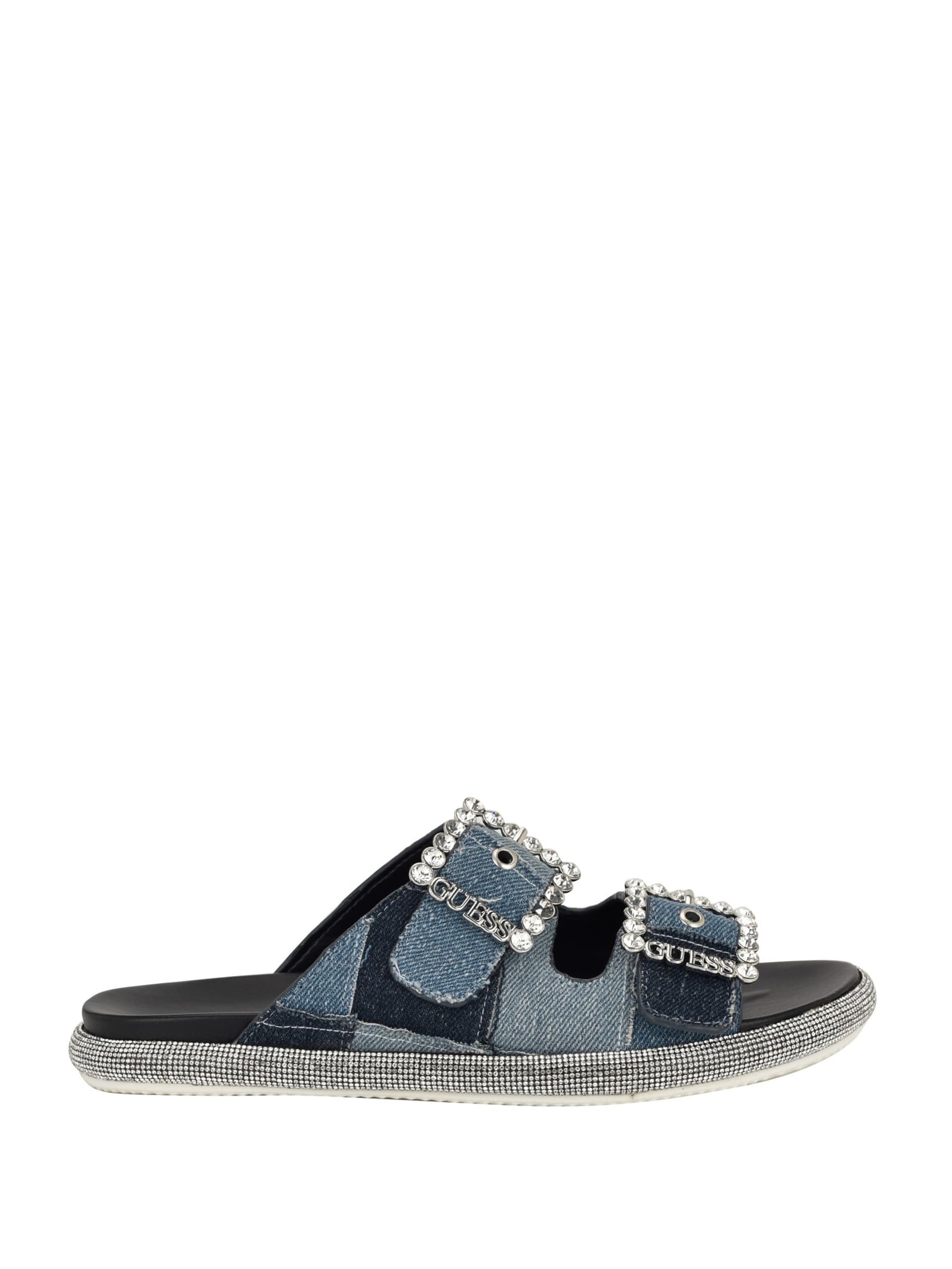 Sandálias de denim Funzya com duas tiras e detalhes