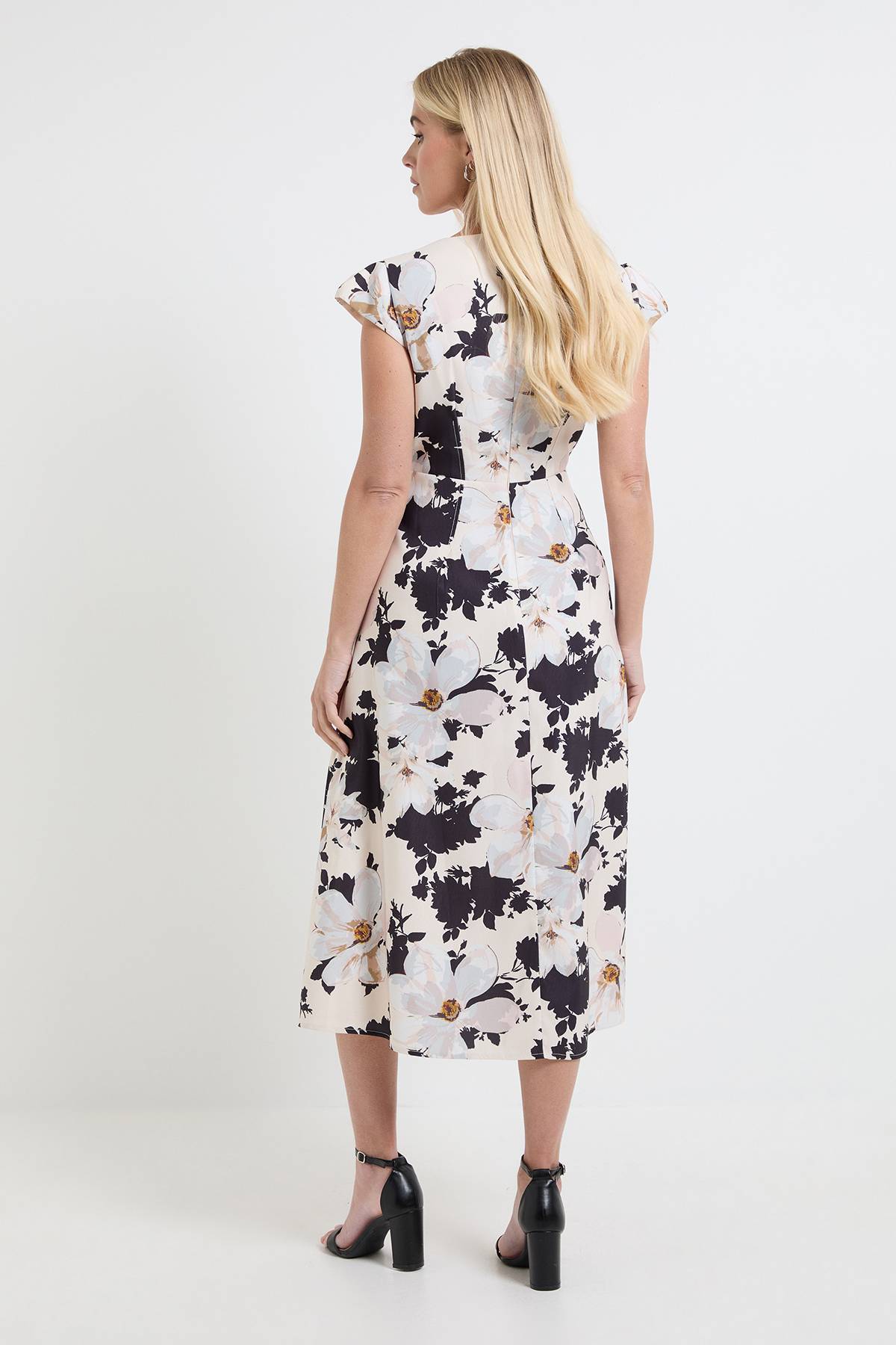 Wallis Robe Midi En Twill Ottoman À Motif Floral Petite