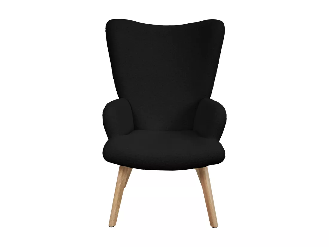 SVITA OLAV fauteuil à oreilles chaise de relaxation accoudoir dossier haut moderne marron clair