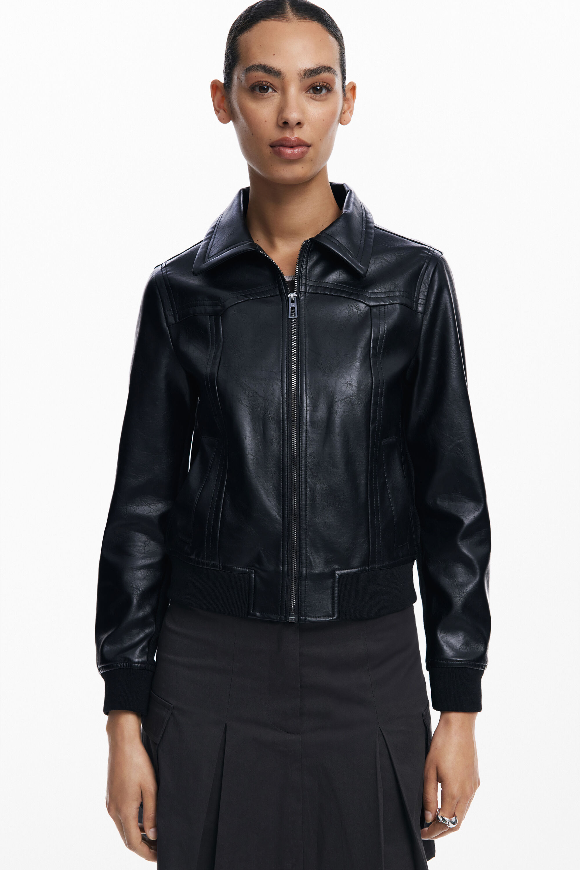 Chaqueta biker efecto piel