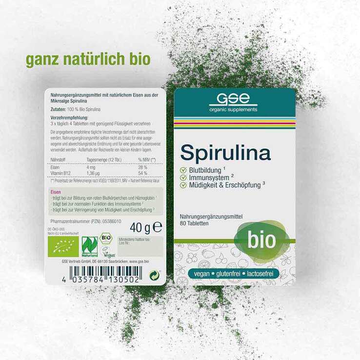 Spirulina 500 mg Bio Naturland Tabletten, 80 St