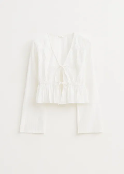 Blouse met textuur wit (WIT)