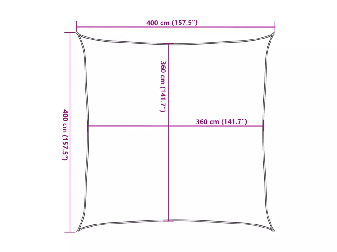 Voile d'ombrage 160 g/m² carré gris clair 4x4 m PEHD