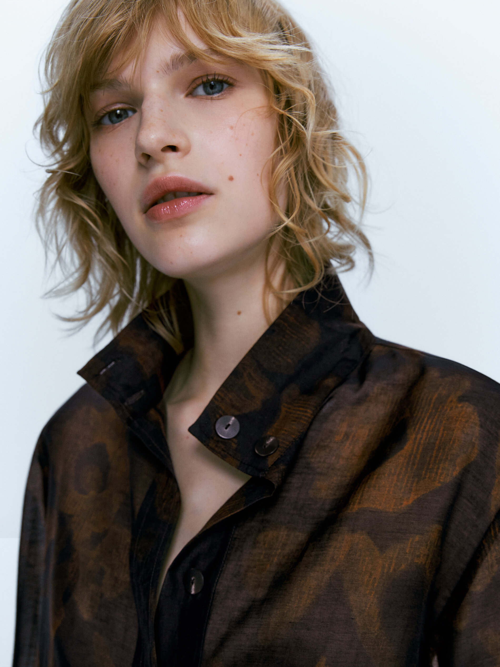 Camisa estampada com algodón seda - AZULÓN